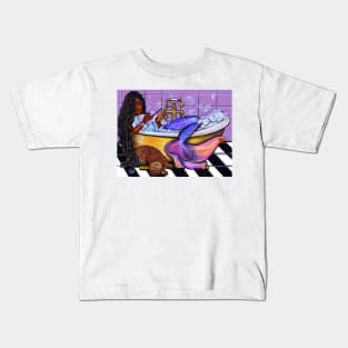 Mermaid #2 with braids relaxing in luxurious bubble bath having a moment of tranquility  ! Kids T-Shirt
